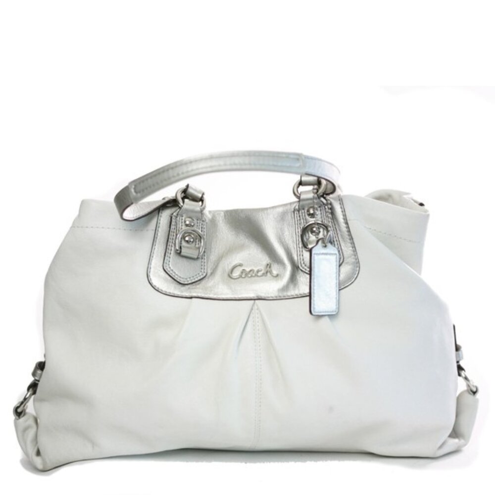 Coach Ashley White & Silver Carryall Shoulder Bag Handbag
